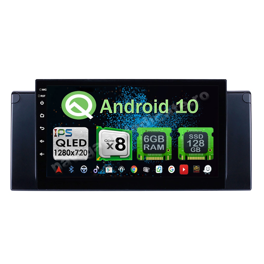 Navigatie Carplay Android 10 BMW E39 X5 E53 Octa Core 6GB Ram 128GB SSD Ecran 9 inch NAVD-US9082