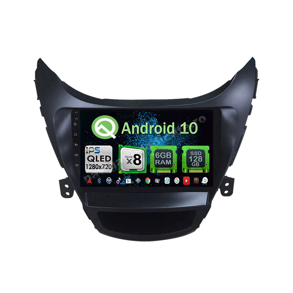 Navigatie Carplay Android 10 Hyundai Elantra 2011-2013 Octa Core 6GB Ram 128GB SSD Ecran 9 inch NAVD-US9036