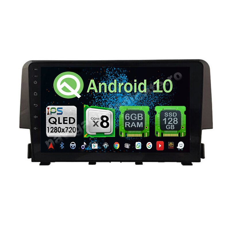 Navigatie Carplay Android 10 Honda Civic 2016 Octa Core 6GB Ram 128GB SSD Ecran 9 inch NAVD-US9038