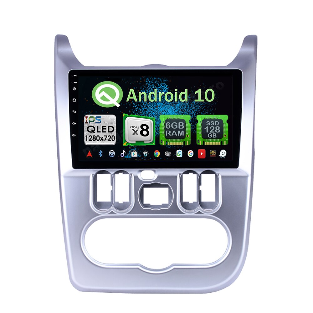 Navigatie Carplay Android 10 DACIA LOGAN DUSTER SANDERO Octa Core 6GB Ram 128GB SSD Ecran 9 inch Ips NAVD-US90157