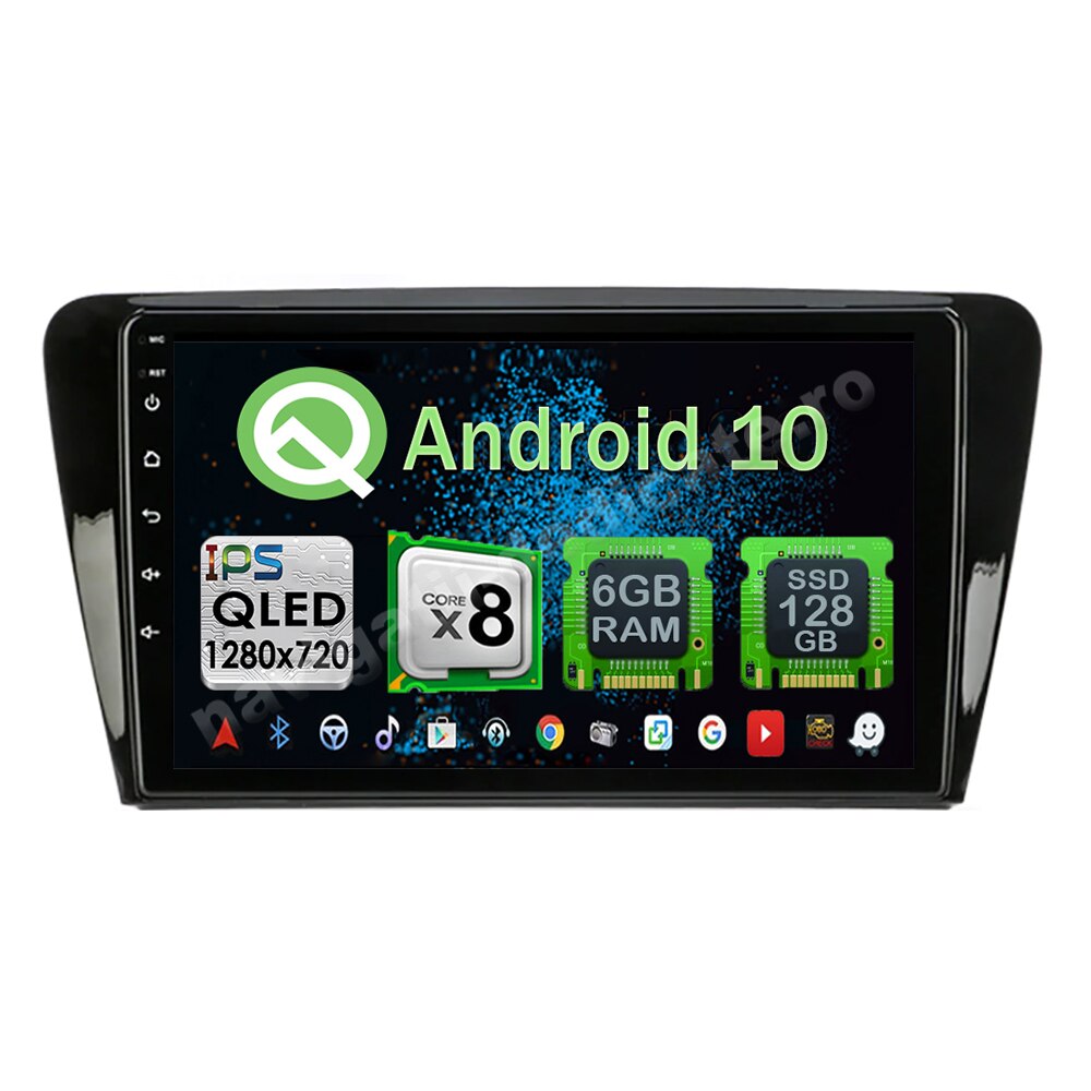 Navigatie Carplay Android 10 Skoda Rapid Seat Toledo Octa Core 6GB Ram 128GB SSD Ecran 9 inch NAVD-US9077