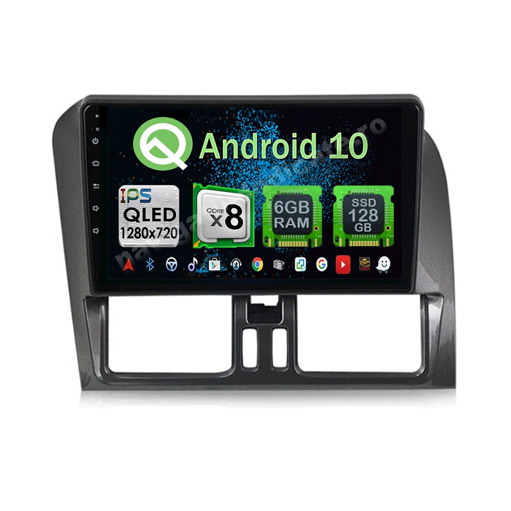 Navigatie Carplay Android 10 Volvo XC60 Octa Core 6GB Ram 128GB SSD Ecran 9 inch Ips NAVD-US9XC60