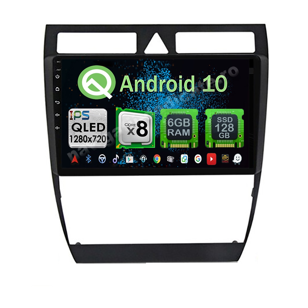 Navigatie Carplay Android 10 Audi A6 Octa Core 6GB Ram 128GB SSD Ecran 9 inch NAVD-US9047
