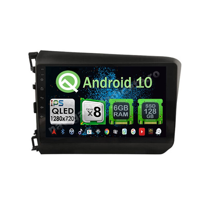 Navigatie Carplay Android 10 Honda Civic 2012-2015 Octa Core 6GB Ram 128GB SSD Ecran 9 inch NAVD-US9039