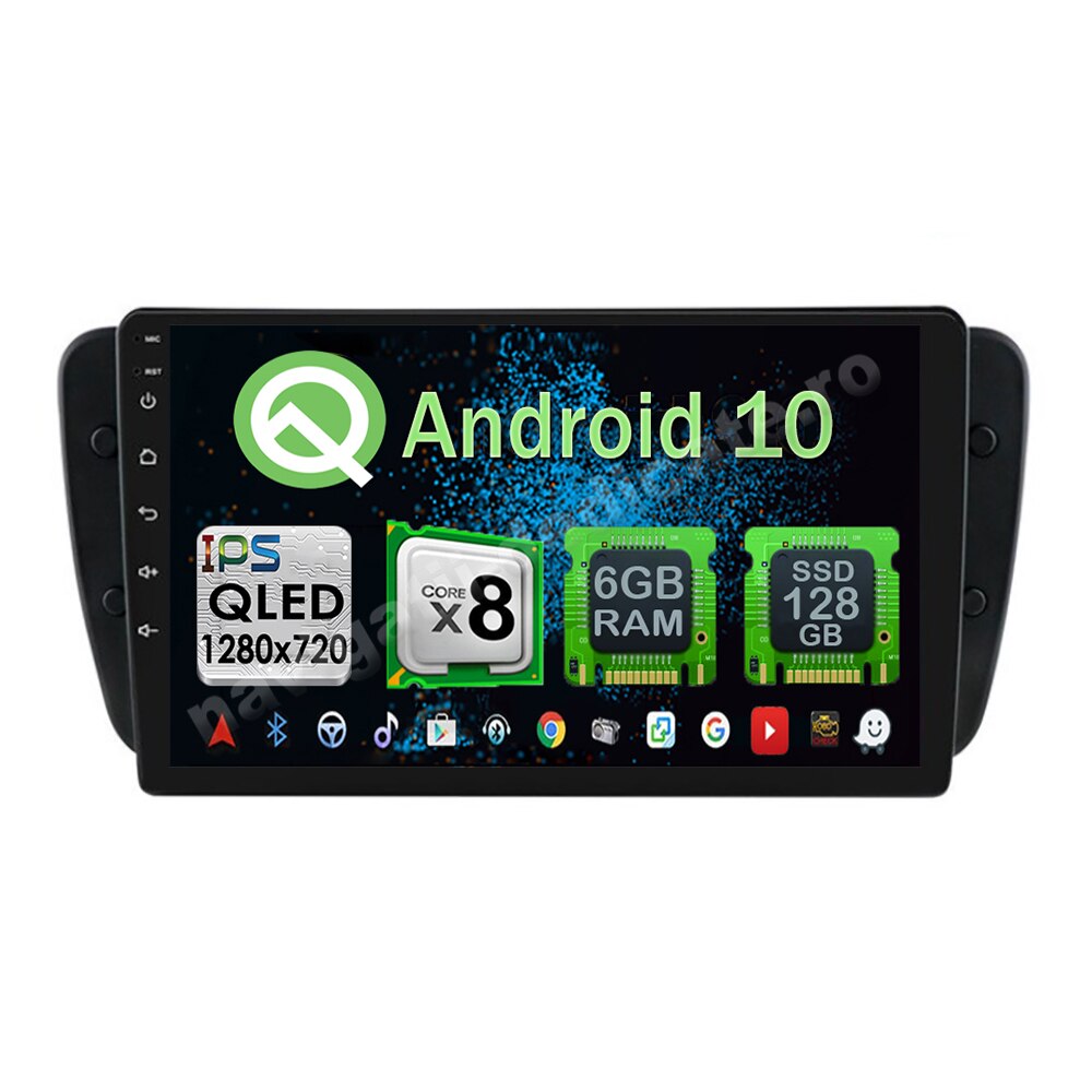 Navigatie Carplay Android 10 Seat Ibiza 2009-2014 Octa Core 6GB Ram 128GB SSD Ecran 9 inch NAVD-US90122