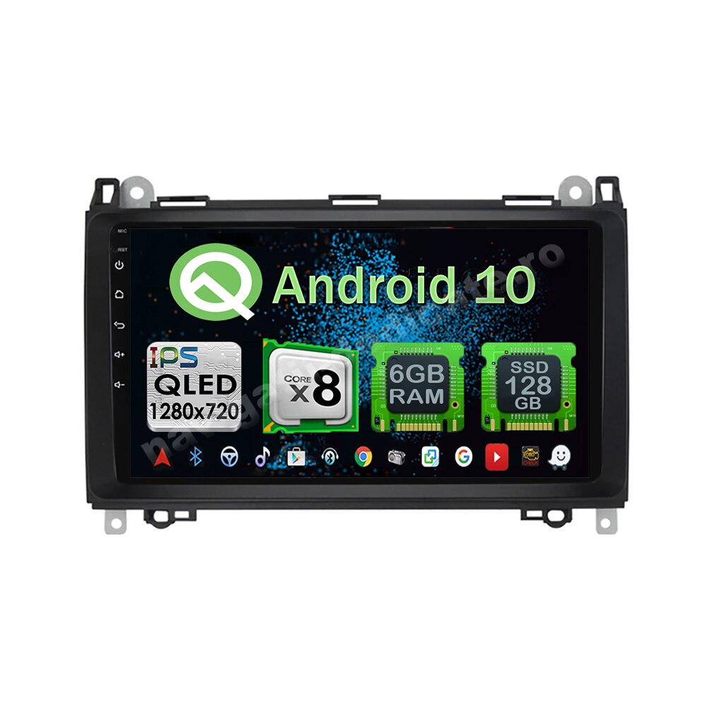 Navigatie Carplay Android 10 Mercedes Benz A B Class Vito Viano Sprinter Vw Crafter Octa Core 6GB Ram 128GB SSD NAVD-US9068