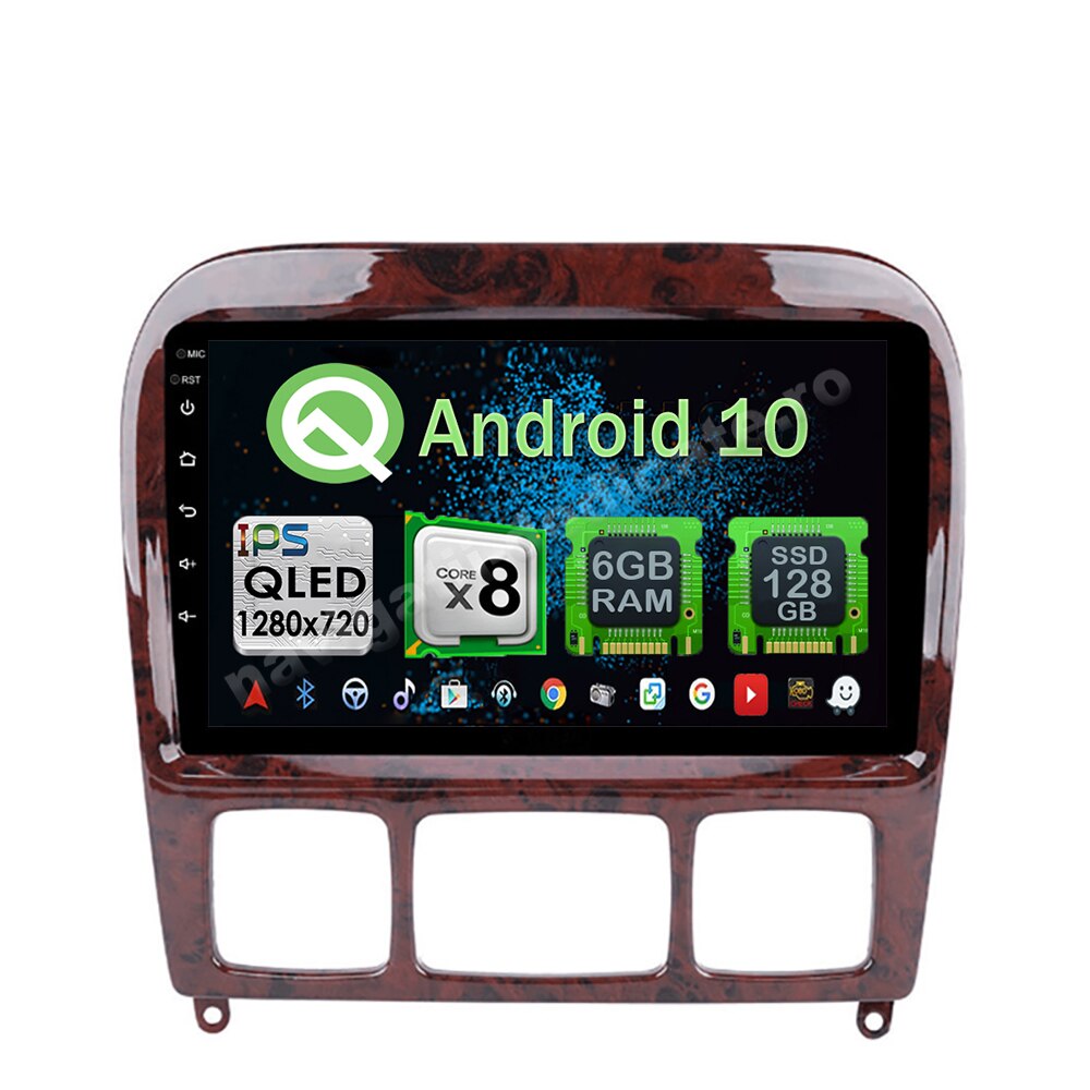 Navigatie Carplay Android 10 Mercedes W220 S Class 1999-2005 Octa Core 6GB Ram 128GB SSD Ecran 9 inch NAVD-US9021