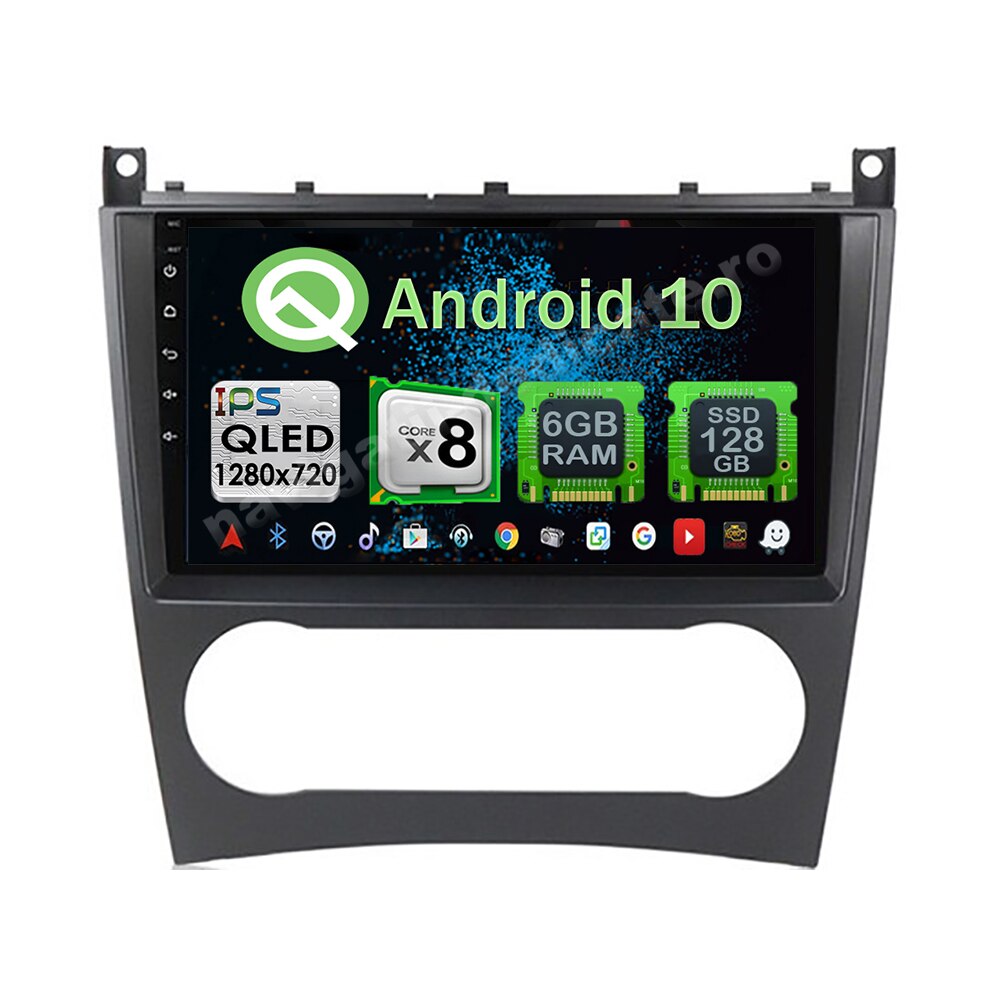 Navigatie Carplay Android 10 Mercedes BENZ C W203 2005-2007 Octa Core 6GB Ram 128GB SSD Ecran 9 inch NAVD-US9018