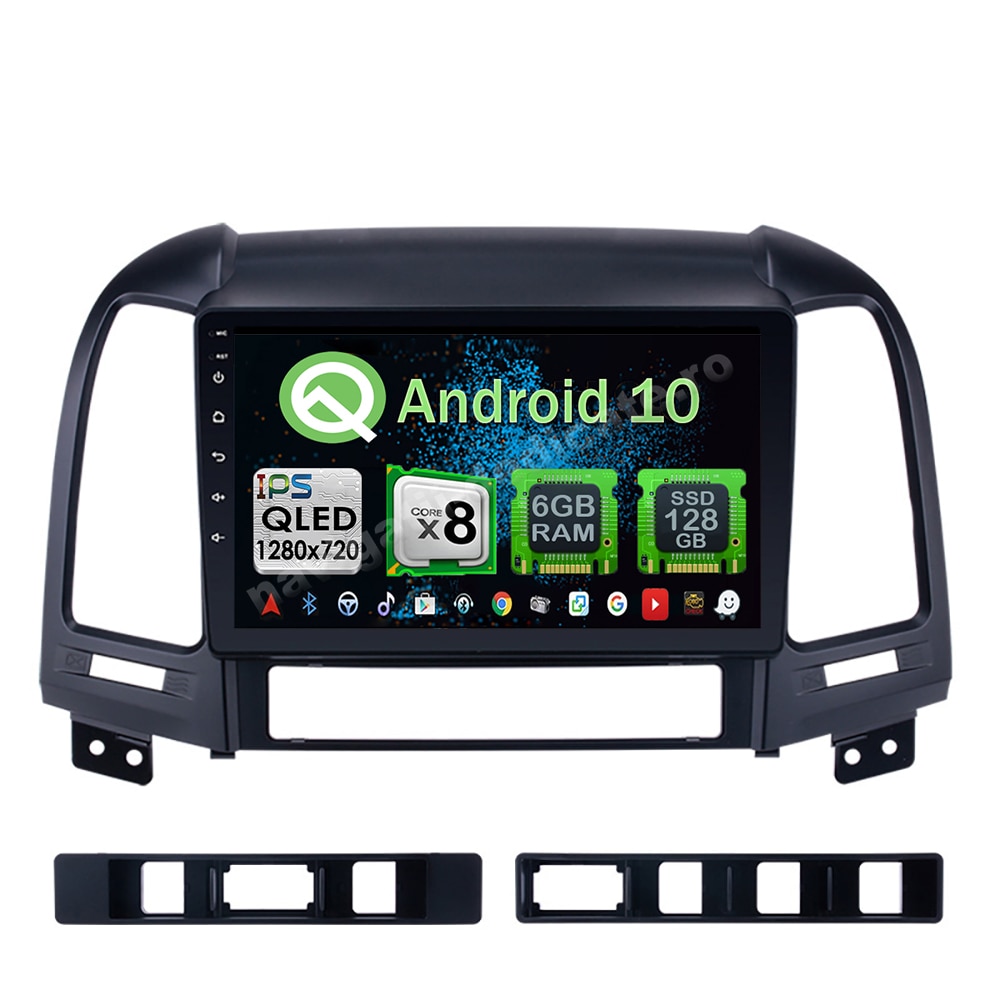 Navigatie Carplay Android 10 Hyundai Santa Fe 2006-2012 Octa Core 6GB Ram 128GB SSD Ecran 9 inch NAVD-US9013