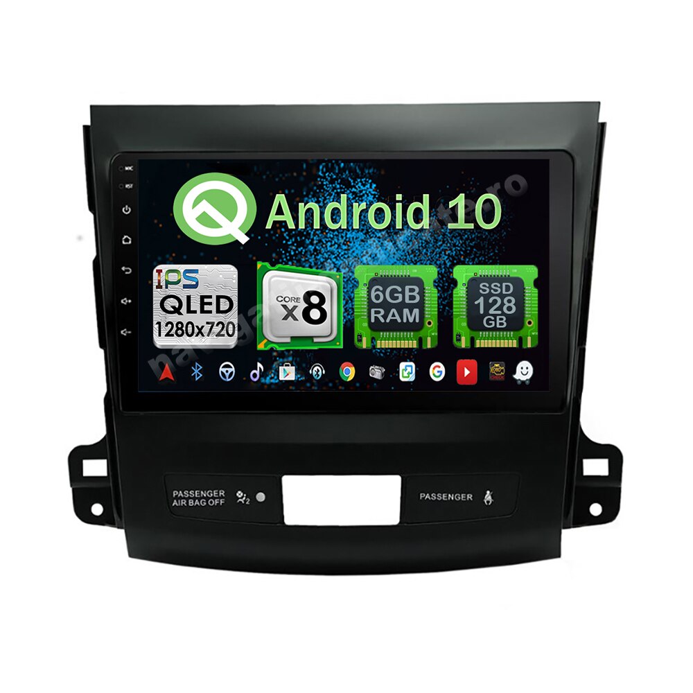 Navigatie Carplay Android 10 Mitsubishi Outlander 2008-2015 Octa Core 6GB Ram 128GB SSD Ecran 9 inch NAVD-US9017