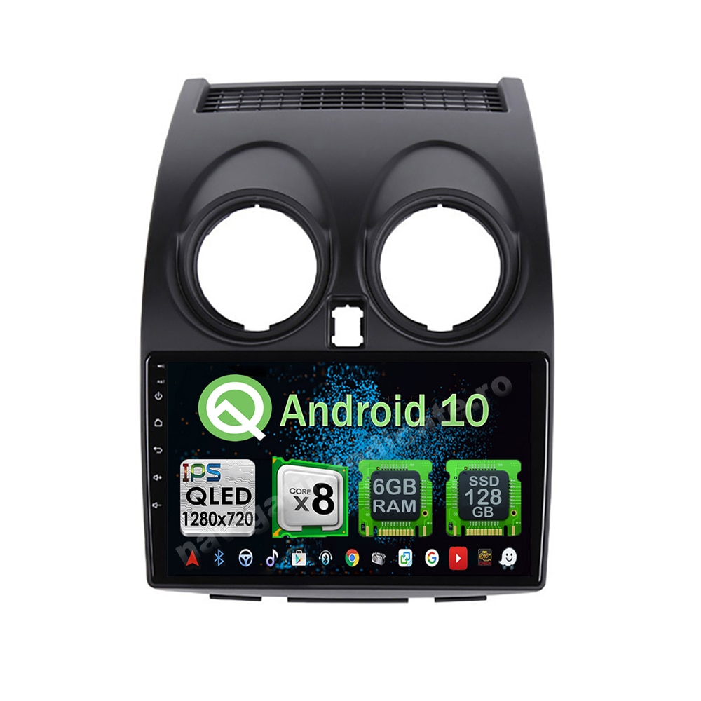 Navigatie Carplay Android 10 Nissan Qashqai 2008-2013 Octa Core 6GB Ram 128GB SSD Ecran 9 inch NAVD-US9015