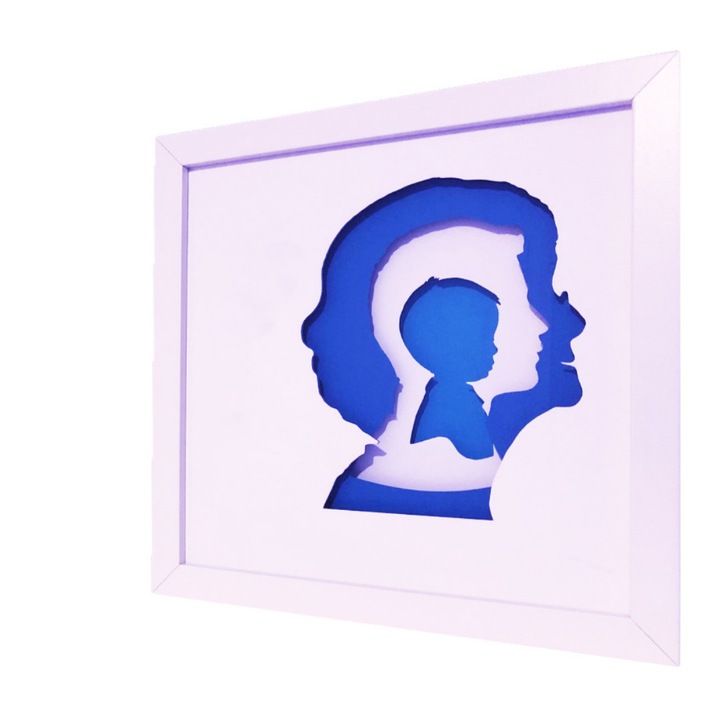 Tablou 3D, luminos, personalizabil,3 generatii nepotel, Noor Handmade Atelier, 27 x 27cm