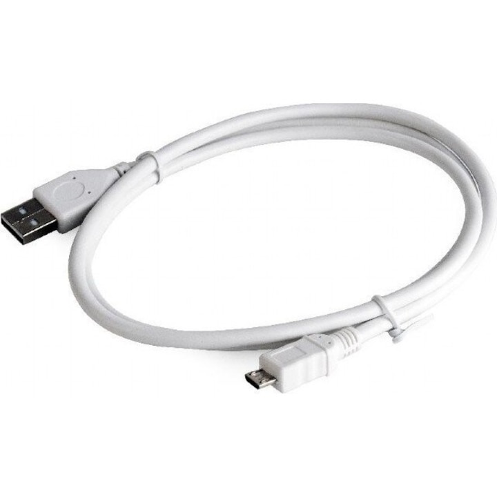 Cablu Date/Incarcare micro USB Fast Charging 5A 1m Alb