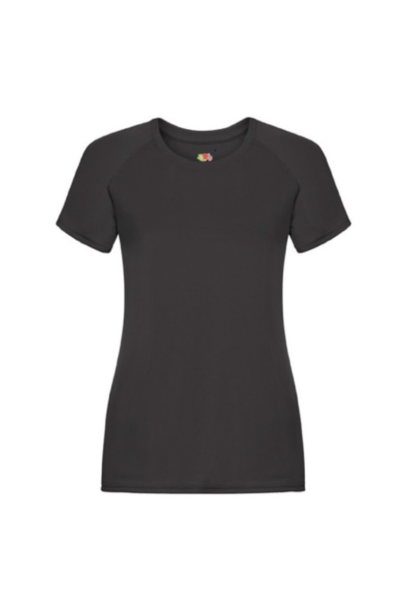 Tricou cu maneca scurta dama Fruit of the Loom Performance, Poliester, Negru, Negru