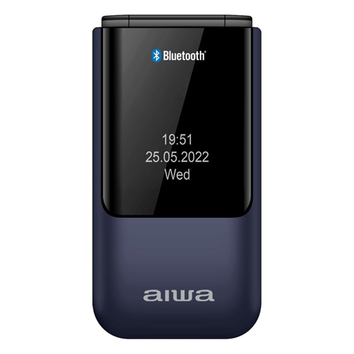 Telefon Mobil cu Clapeta pentru Seniori Aiwa, Fara Meniu in Limba Romana, Dual SIM, Albastru