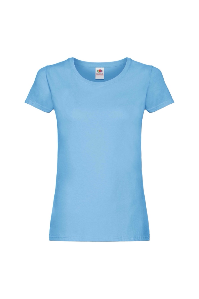 Tricou cu maneca scurta dama Fruit of the Loom Ladyfit, Bumbac, Albastru deschis