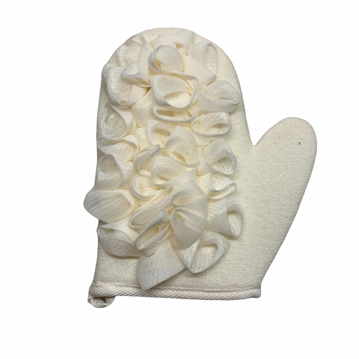 Manusa exfolianta pentru baie, alba, 21 X 17 cm