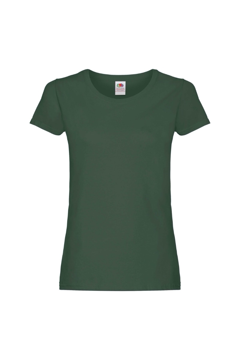 Tricou cu maneca scurta dama Fruit of the Loom Ladyfit, Bumbac, Verde inchis