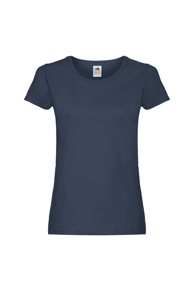 Tricou cu maneca scurta dama Fruit of the Loom Ladyfit, Bumbac, Bleumarin inchis