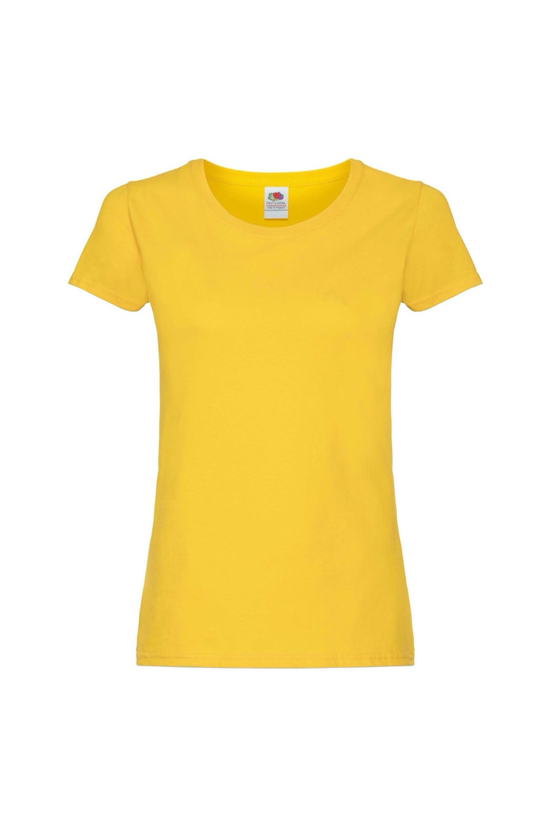 Tricou cu maneca scurta dama Fruit of the Loom Ladyfit, Bumbac, Galben inchis