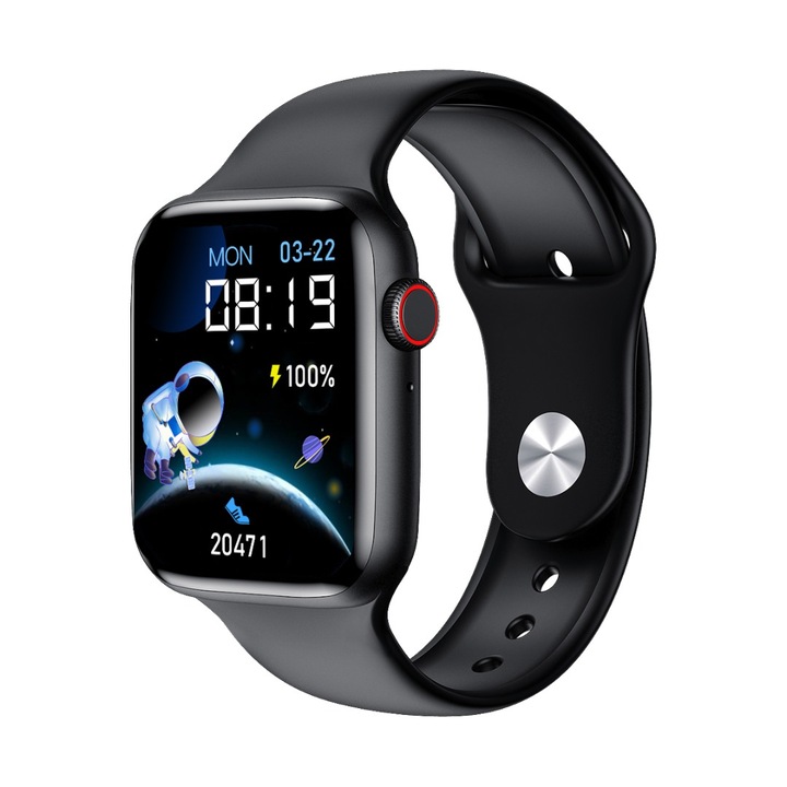 Смарт часовник W26, 1,75 инча IPS, мулти спорт, bluetooth повикване, пулс, кислород, температура, водоустойчив, известия, черен