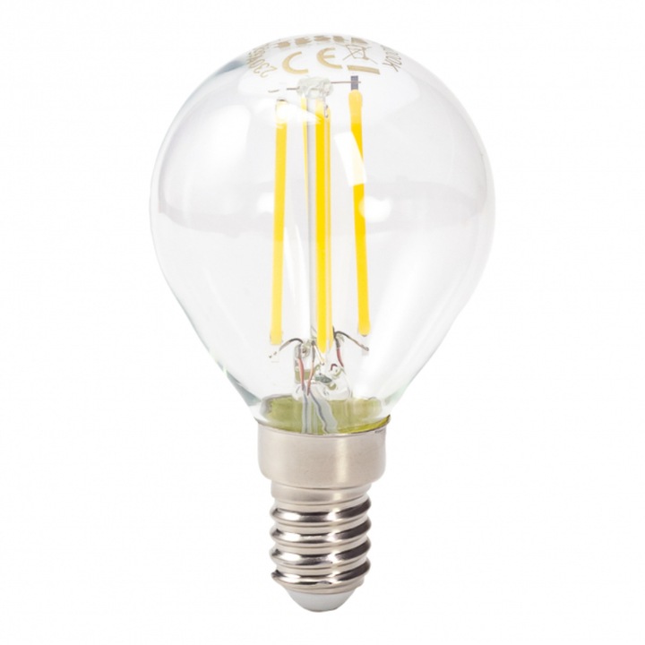 Tesla LED FILAMENT RETRO minigömb izzó, E14, 4W, 230V, 470lm, 4000K, 360°,clear