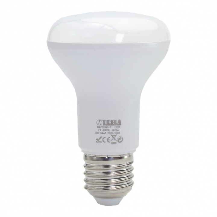Bec LED Tesla, R63 E27, 7W, 230V, 560lm, 6000K, 180°