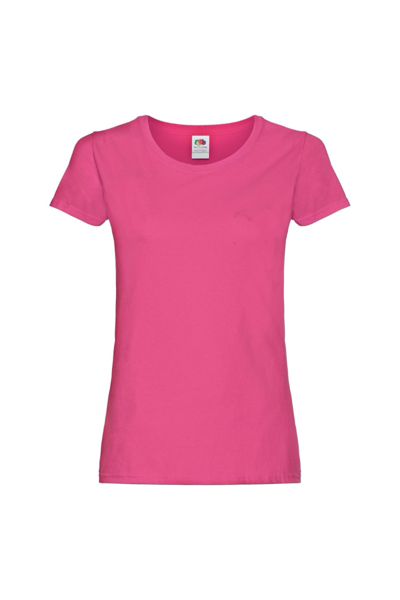Tricou cu maneca scurta dama Fruit of the Loom Ladyfit, Bumbac, Fucsia