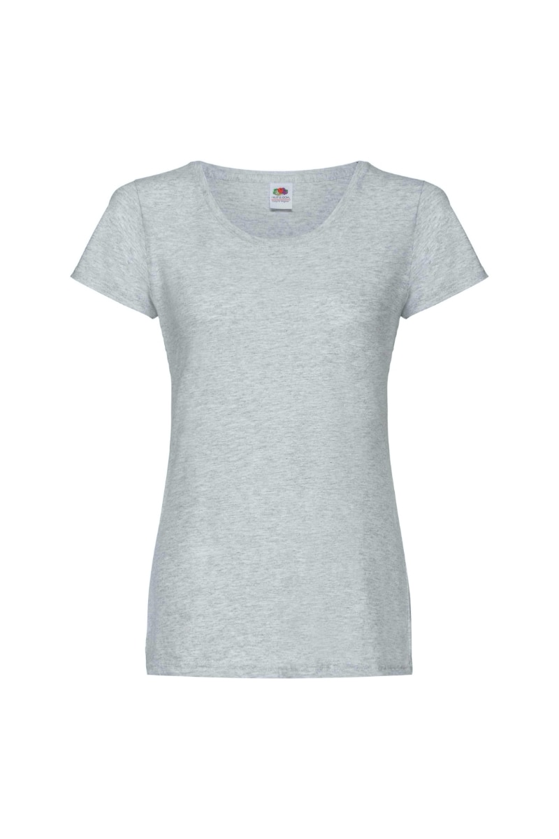 Tricou cu maneca scurta dama Fruit of the Loom Ladyfit, Bumbac, Gri