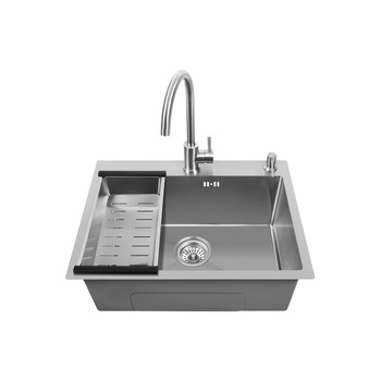 Chiuveta Fabiano, inox de 1.3mm, 600x450mm, Satin Nano, sifon diametru mare inclus. Cuva 200mm, cuva pe dreapta, Argintiu Mat Chiuveta Fabiano, inox de 1.3mm, 600x450mm, Satin Nano, sifon diametru mare inclus. Cuva 200mm, cuva pe dreapta, Argintiu Mat