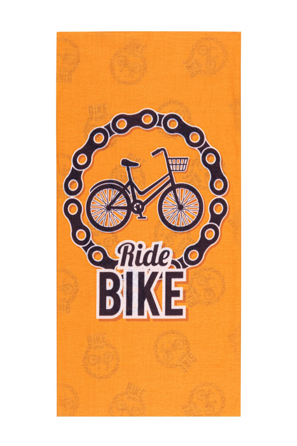 Fular circular cu model bicicleta, Ombre, A386, Poliester, 46 x 22 cm, Portocaliu