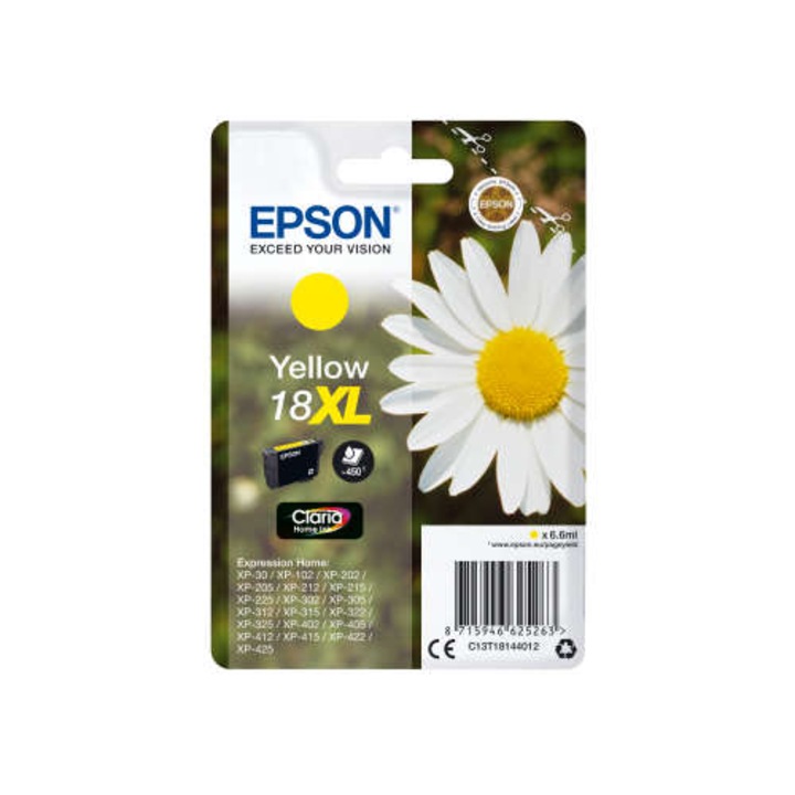 Epson T1814 patron, sárga, 6,6ml, 18XL