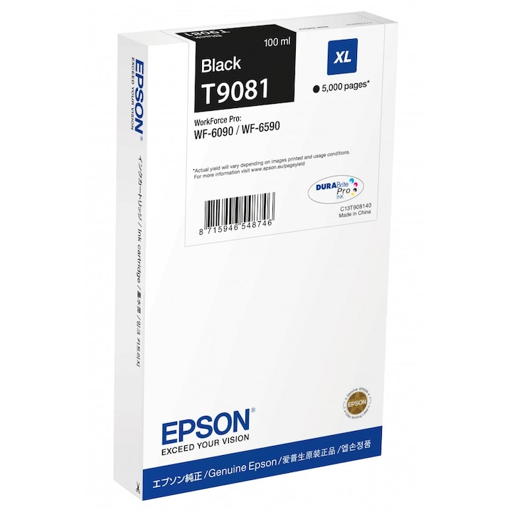 Epson T9081 patron, fekete, 5000 oldal