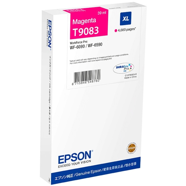 Epson T9083 patron, magenta, 4000 oldal