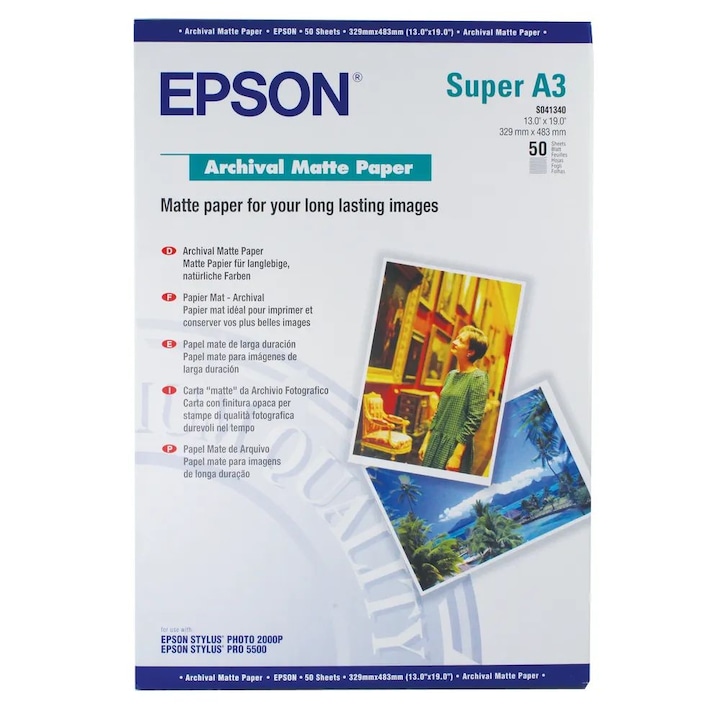 Epson A/3+ Archival Matt Fotópapír 50lap, 192g