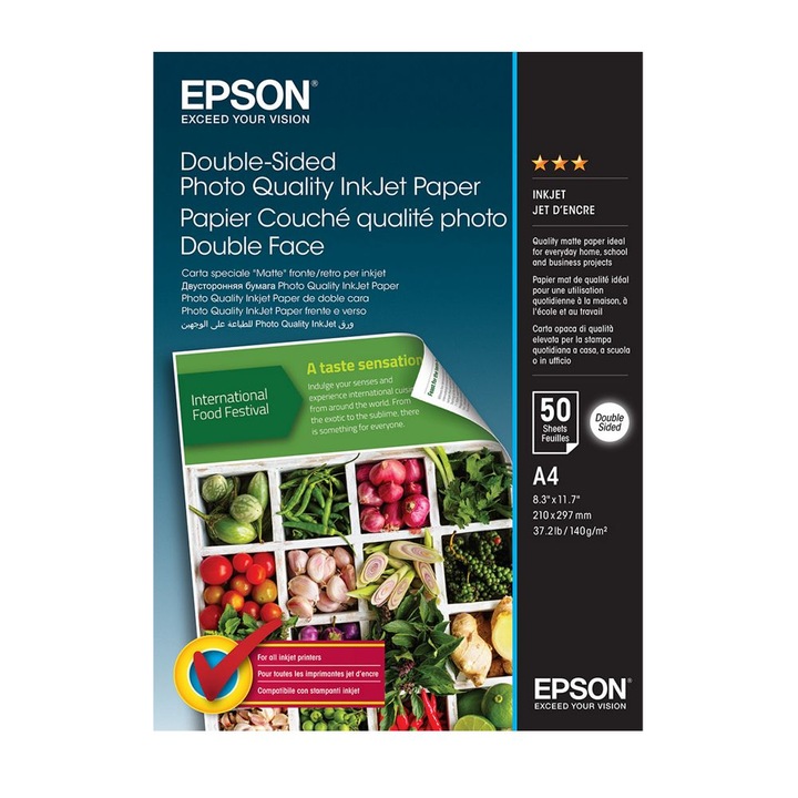 Hartie foto, Epson, A/4, Fata-verso, 50 coli