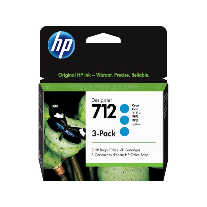 HP 3ED77A patron, 3Pack ciánkék, 29ml