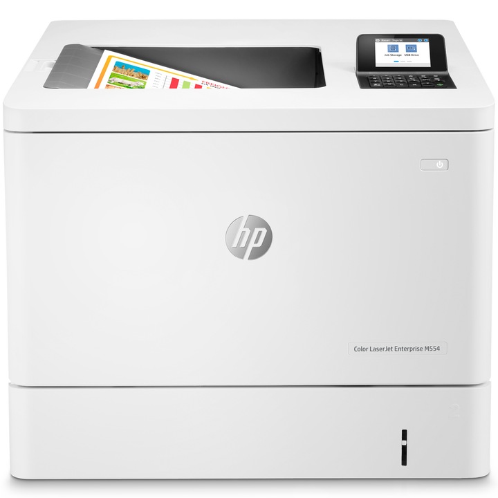 Imprimanta laser color, HP, M554DN, A4, ADF, Duplex, Alb