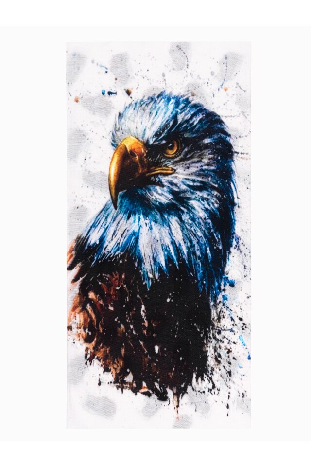 Fular circular cu model vultur, Ombre, A389, Poliester, 46 x 22 cm, Multicolor