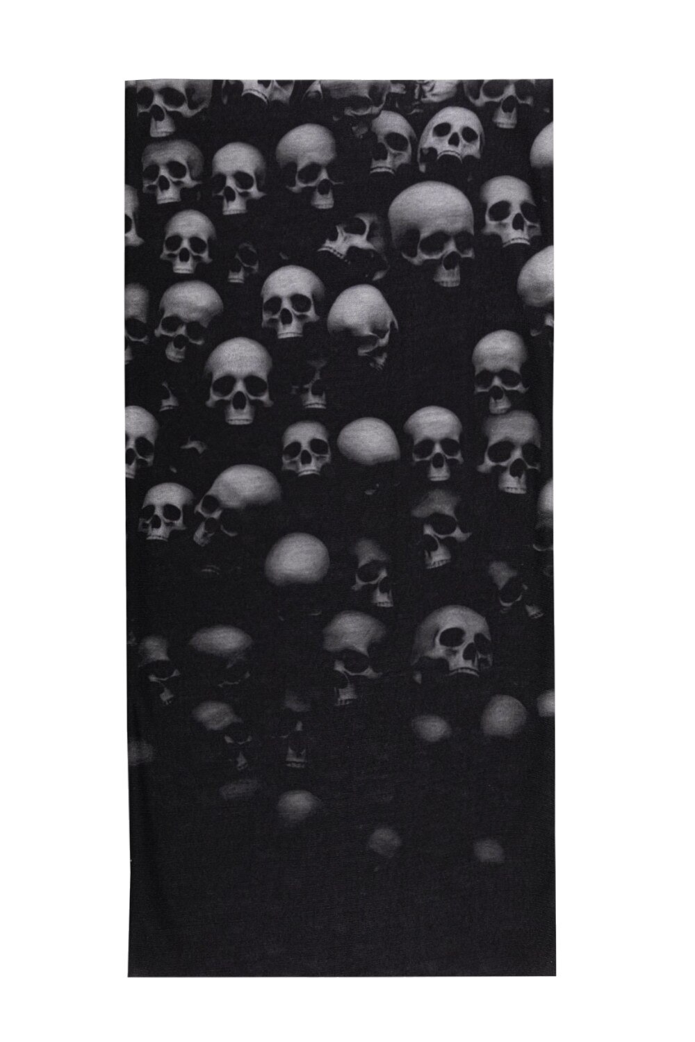 Fular circular cu model cranii, Ombre, A401, Poliester, 46 x 22 cm, Gri/Negru