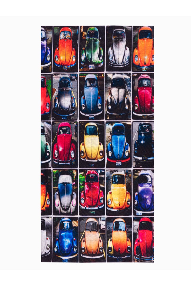 Fular circular cu model masina, Ombre, A385, Poliester, 46 x 22 cm, Multicolor