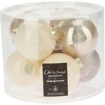 Set 8 globuri home&styling, sticla, 7 cm, nuante crem Set 8 globuri home&styling, sticla, 7 cm, nuante crem