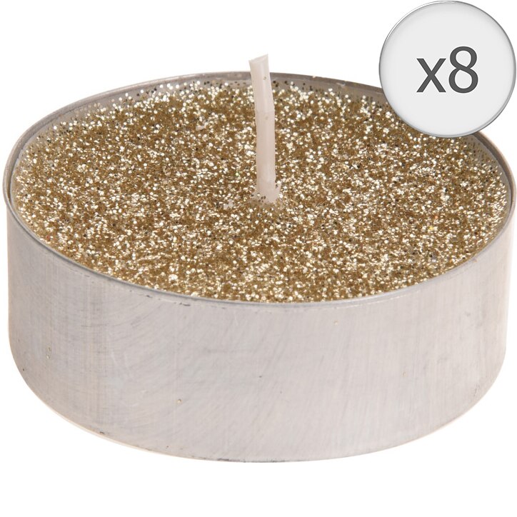 Set 8 lumanari pastila, 3.7 cm, auriu