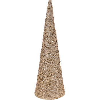 Con decorativ Craciun, 20 LED-uri, 40cm, auriu cu sclipici, alimentare baterii Con decorativ Craciun, 20 LED-uri, 40cm, auriu cu sclipici, alimentare baterii