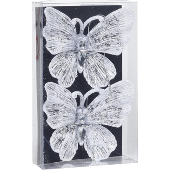 Set 2 decoratiuni brad, fluture, 11 cm, alb Set 2 decoratiuni brad, fluture, 11 cm, alb