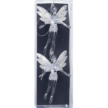 Set 2 decoratiuni brad, ingeras, 12 cm, argintiu Set 2 decoratiuni brad, ingeras, 12 cm, argintiu