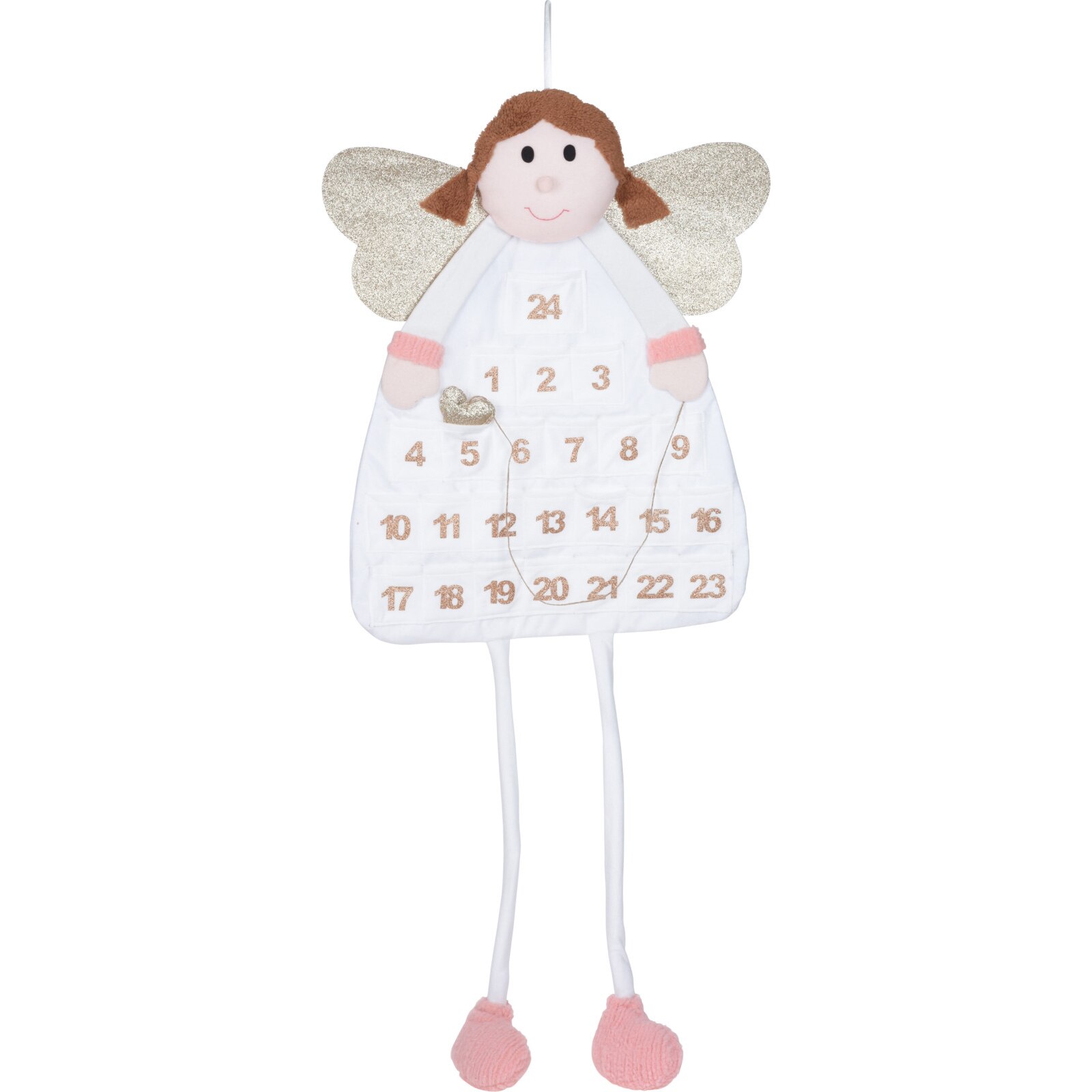 Decoratiune ingeras calendar, numaratoare inversa Craciun, 120 cm