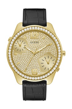 Guess, Ceas cu functii multiple si cristale, Auriu/Negru Guess, Ceas cu functii multiple si cristale, Auriu/Negru