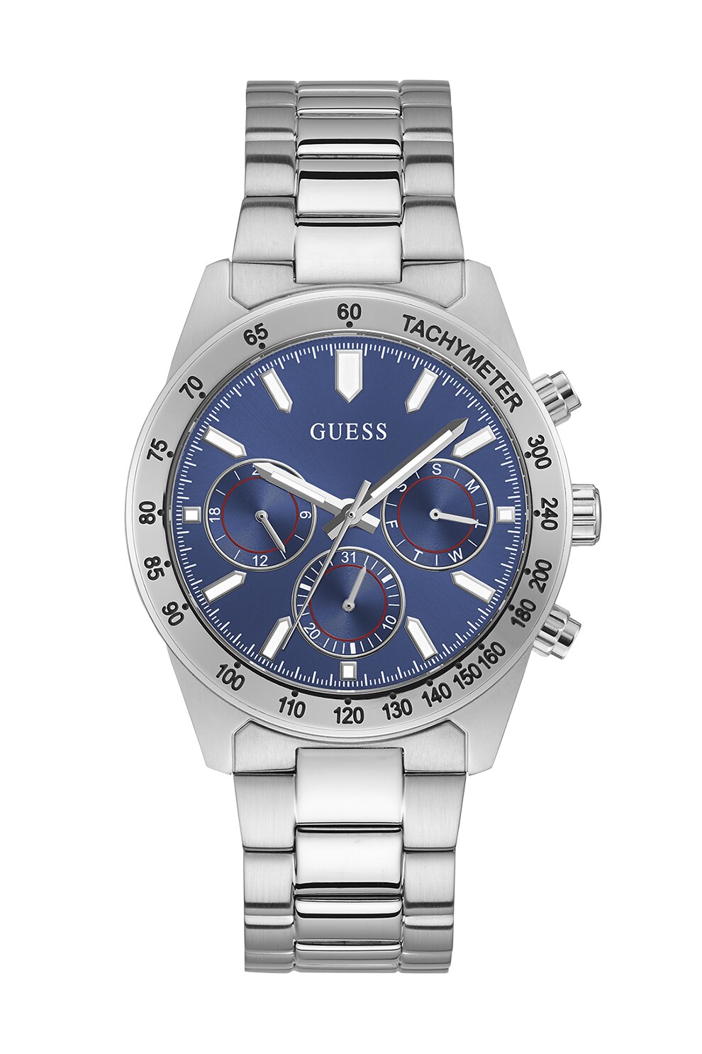 Guess, Ceas cu functii multiple, din otel inoxidabil, Argintiu