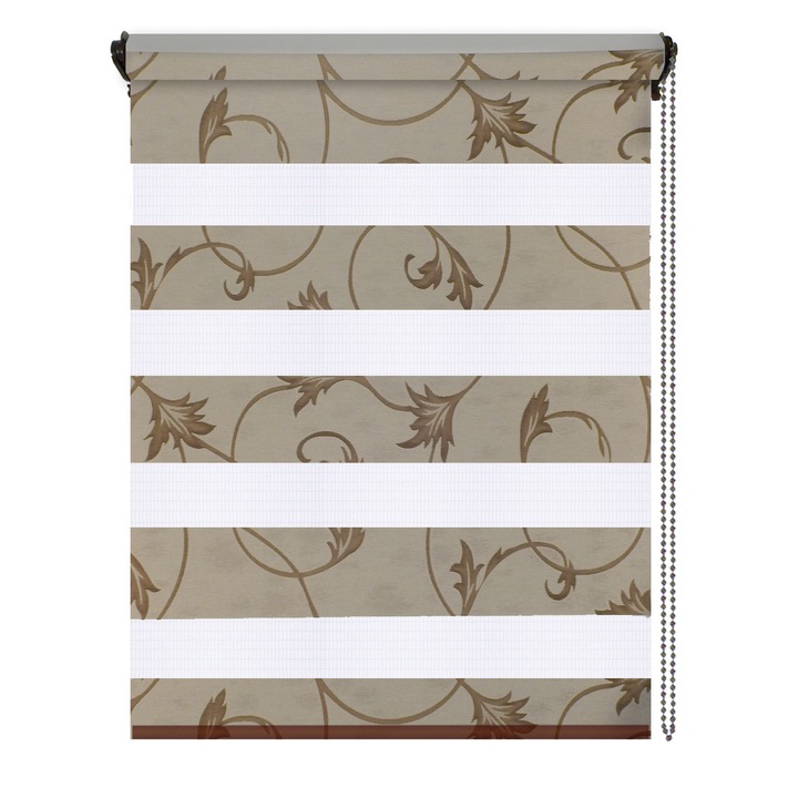 Rulou textil zebra-Day&Night, Lux 1291, dimensiune panza 48x160 cm, dimensiune finala 52x160 cm, accesorii albe